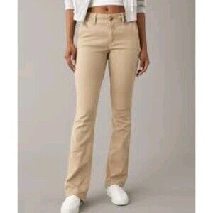 American Eagle Size 10 Short Kick Boot Pants Khaki Stretch Chino Preppy